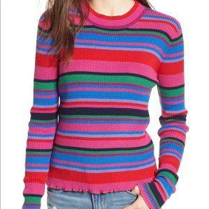 BP. Ribbed Lettuce Edge Stripe Sweater